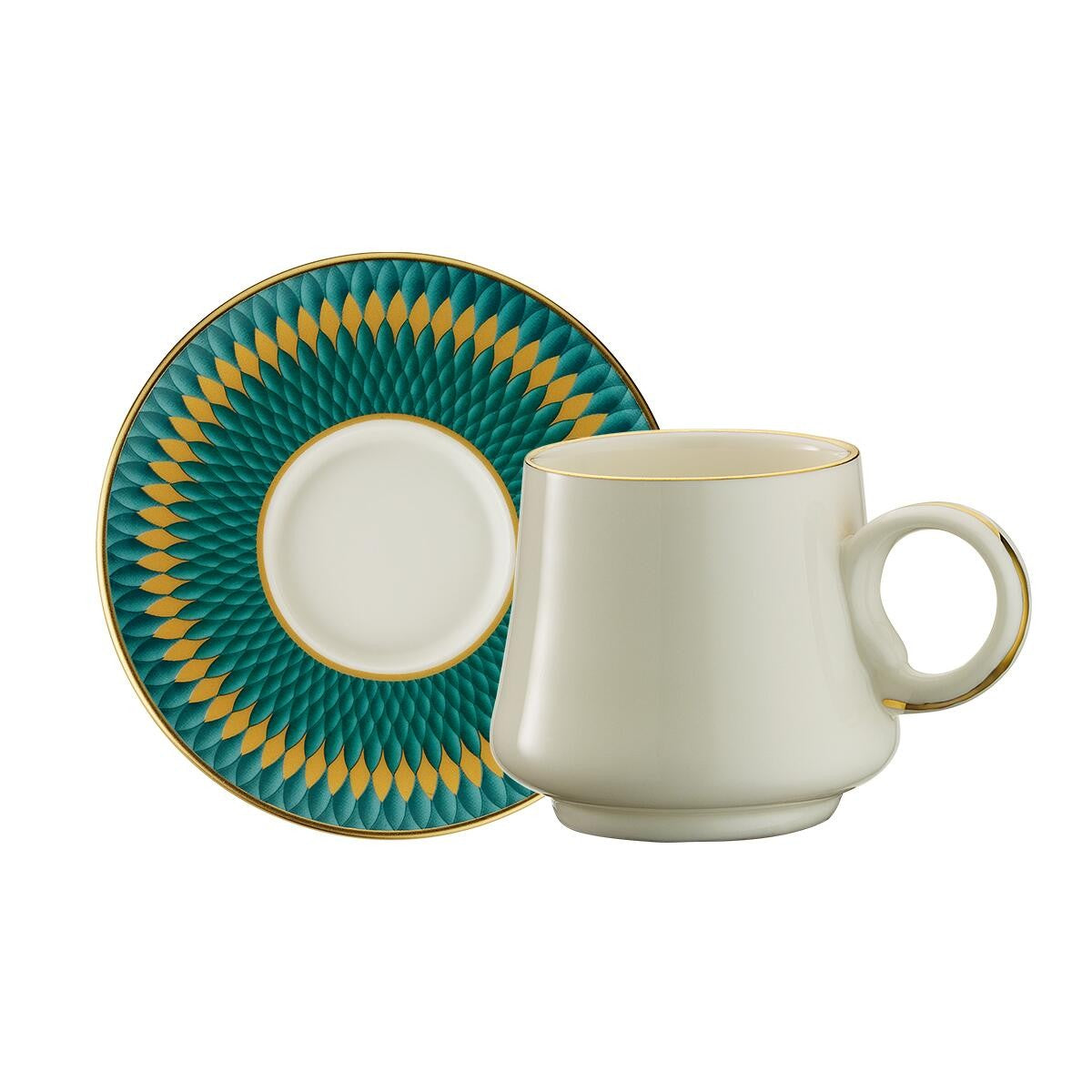 Sandro Moreno 1453 Farfar Double Yüzük Gold 12 Parça 6 Kişilik Kahve Fincan Takımı 120 Ml Ar210110