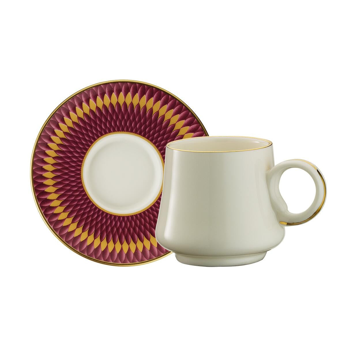 Sandro Moreno 1453 Farfar Double Yüzük Gold 12 Parça 6 Kişilik Kahve Fincan Takımı 120 Ml Ar210110