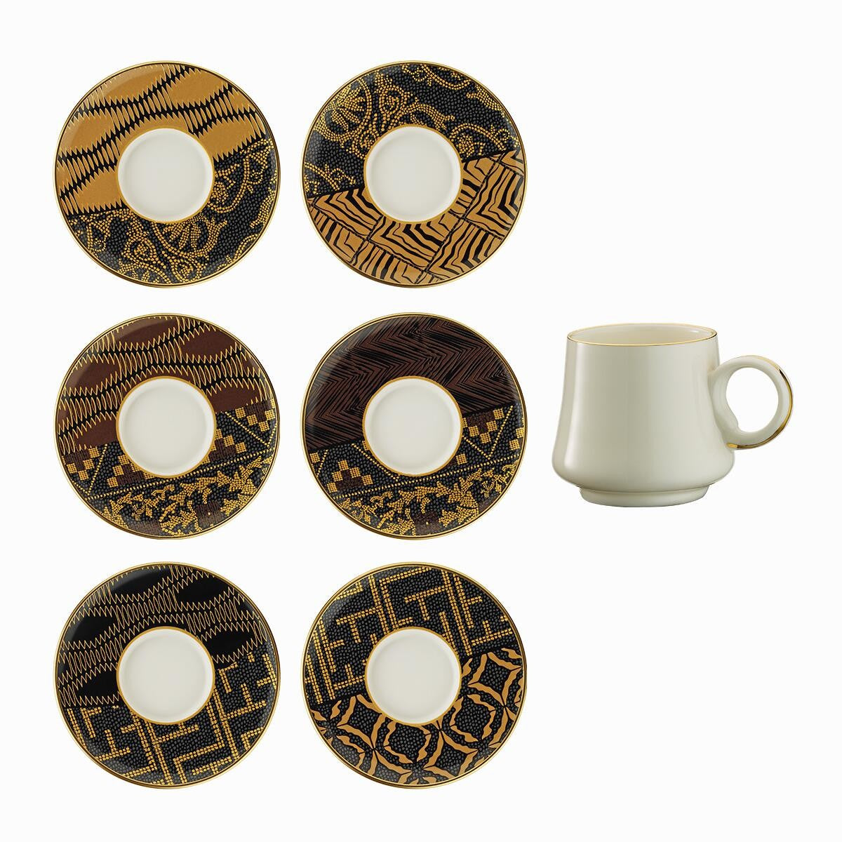 Sandro Moreno 1453 Kariye Double Yüzük Gold 12 Parça 6 Kişilik Kahve Fincan Takımı 120 Ml Ar211377