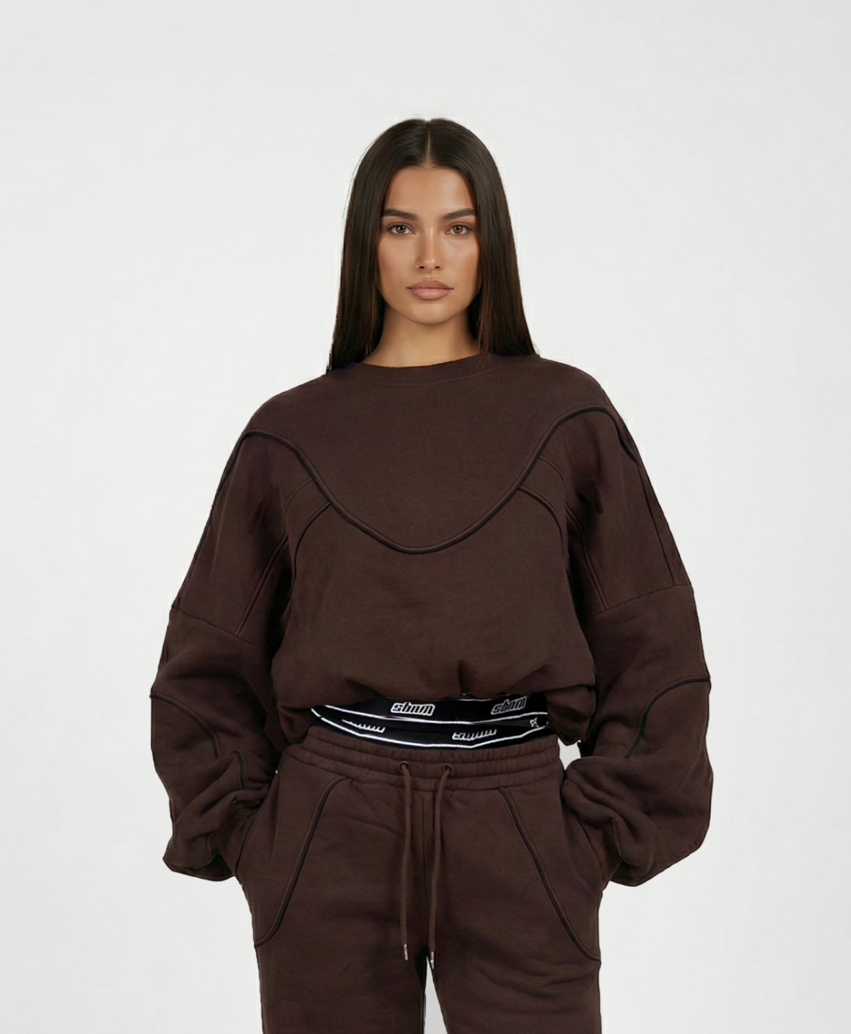 Sbnm-Brown Contour Sweatshirt-1-Milagron.com
