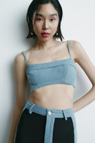 Seize The Day-Raw Deni̇m Bralette-Top-1-Milagron.com