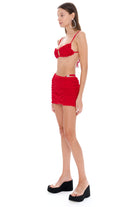 Selia Richwood-Lia Red Mini Beach Skirt-Etek-2-Milagron.com