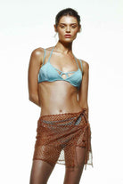 Selia Richwood-Orange Mesh Beach Skirt-Etek-1-Milagron.com