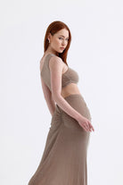 Sellie-Gloria Bej Simli Maxi Elbise-Elbise-5-Milagron.com