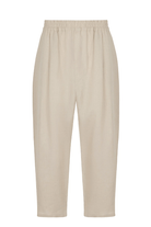 Sertaç Taşdelen-Açık Kahverengi %100 Keten Beli Lastikli Bol Paça Erkek Pantolon Model P 06-Pantolon-4-Milagron.com