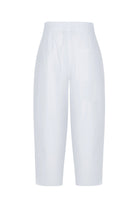 Sertaç Taşdelen-Beyaz %100 Keten Beli Lastikli Bol Paça Erkek Pantolon Model P 01-Pantolon-3-Milagron.com