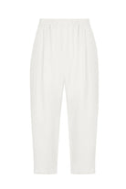 Sertaç Taşdelen-Beyaz %100 Keten Beli Lastikli Erkek Pantolon Model P 05-Pantolon-3-Milagron.com