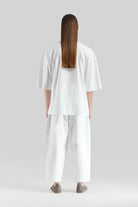 Sertaç Taşdelen-Beyaz %100 Pamuk Derin V Yaka Oversized Erkek T-shirt Model T 02-T-Shirts-5-Milagron.com