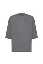 Sertaç Taşdelen-Gri %100 Keten Yuvarlak Yaka Oversized Erkek T-shirt Model T 14-T-Shirts-3-Milagron.com