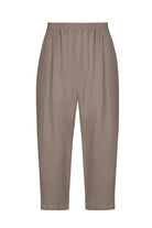 Sertaç Taşdelen-Koyu Kahverengi %100 Keten Beli Lastikli Bol Paça Erkek Pantolon Model P 04-Pantolon-3-Milagron.com