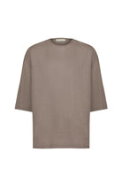 Sertaç Taşdelen-Koyu Kahverengi %100 Keten Yuvarlak Yaka Oversized Erkek T-shirt Model T 06-T-Shirts-3-Milagron.com