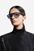 Sertaç Taşdelen-Mavi Camlı Siyah Çerçeveli Asetat CR-39 UV 400 Unisex Güneş Gözlüğü Model G 03-Güneş Gözlüğü-1-Milagron.com