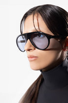 Sertaç Taşdelen-Mavi Camlı Siyah Çerçeveli Asetat Cr-39 Uv 400 Unisex Güneş Gözlüğü Model G 02-Güneş Gözlüğü-1-Milagron.com