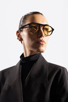 Sertaç Taşdelen-Sarı Camlı Siyah Çerçeveli Asetat CR-39 UV 400 Unisex Güneş Gözlüğü Model G 03-Güneş Gözlüğü-1-Milagron.com