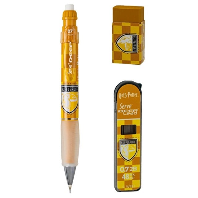 Serve-Harry Potter Hufflepuff Damalı 3'lü Kalem Seti — 0,7 Mm-Kalem Seti-1-Milagron.com