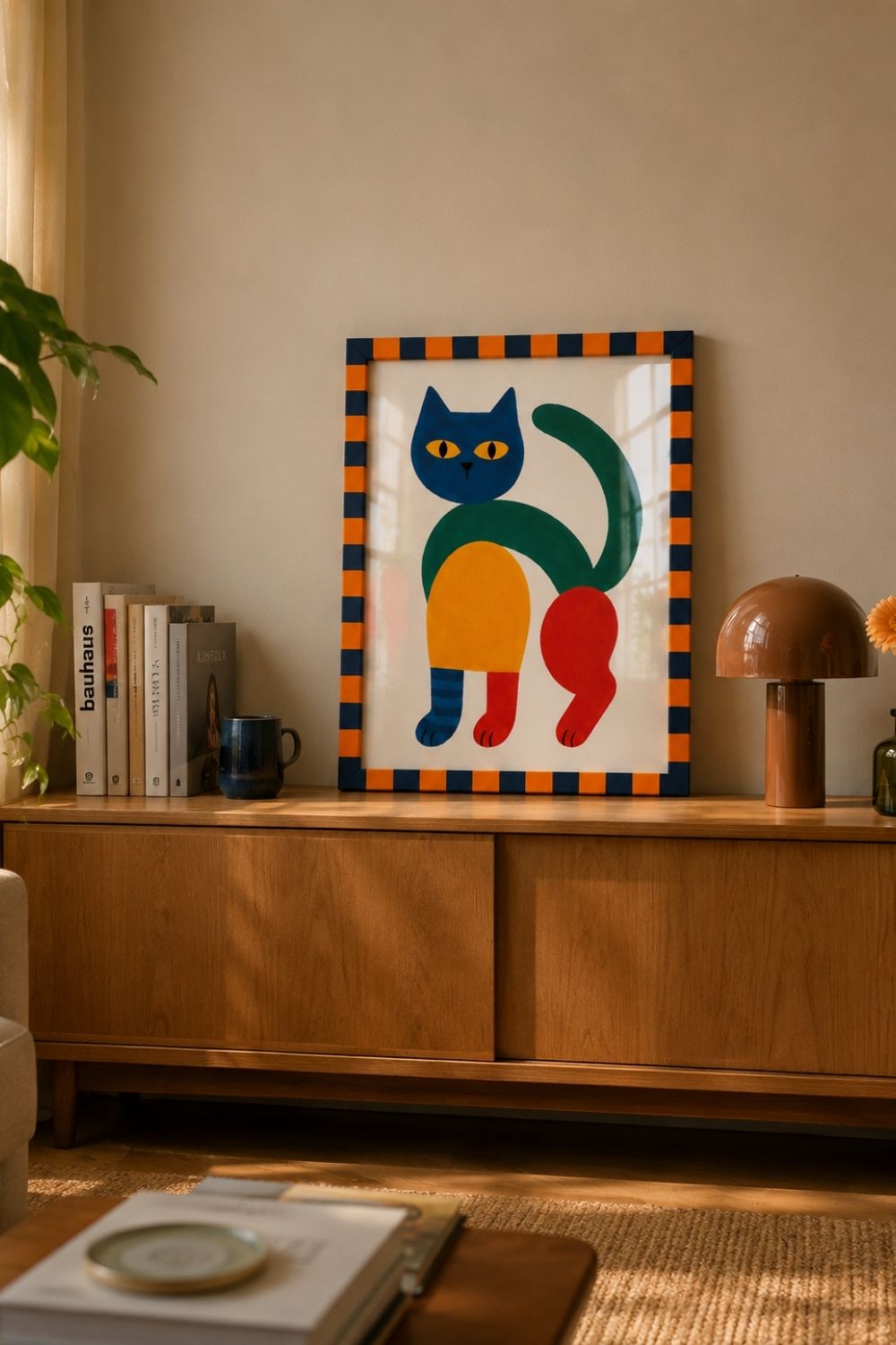 Playful Kedi - Ritim Çerçeveli - Art Print Tablo - 1