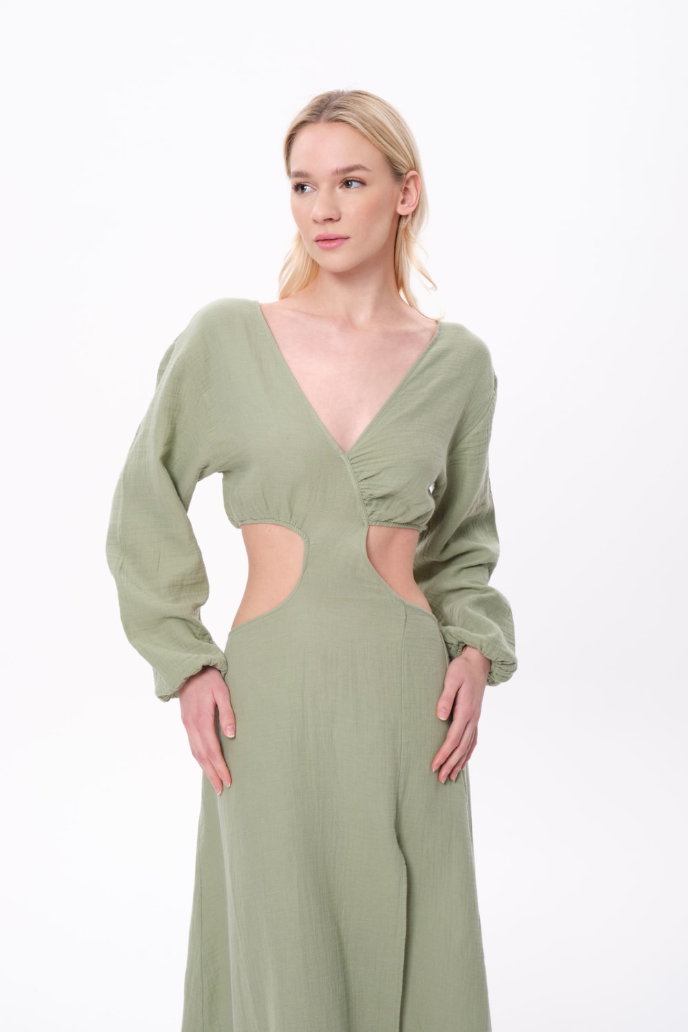 Sfida İstanbul-Matcha Dress- Sf 21 Müslin Elbise-Elbise-4-Milagron.com