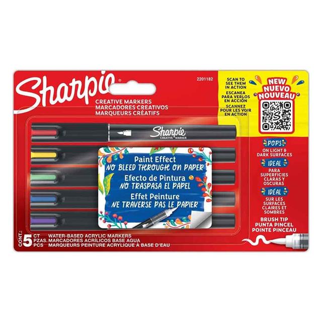 Sharpie-Sharpie Akrilik Markör Fırça Uç 5'li Blister-Kalem Seti-1-Milagron.com