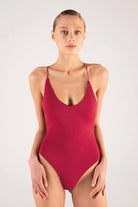 Shikoo Swimwear-Bordo V Yaka Mayo-Bikini & Mayo-1-Milagron.com