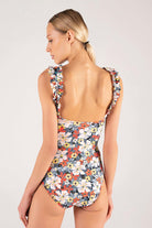 Shikoo Swimwear-Gri Fırfır Askılı Çiçekli Mayo-Bikini & Mayo-2-Milagron.com