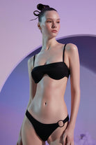 Shikoo Swimwear-Halka Detaylı Siyah Straplez Bikini-Bikini & Mayo-3-Milagron.com