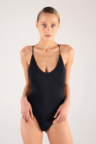 Shikoo Swimwear-Siyah V Yaka Mayo-Bikini & Mayo-1-Milagron.com