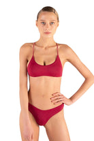 Shikoo Swimwear-Straplez Bordo Bağcıklı Bikini Takımı-Bikini & Mayo-1-Milagron.com
