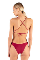 Shikoo Swimwear-Straplez Bordo Bağcıklı Bikini Takımı-Bikini & Mayo-2-Milagron.com