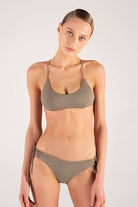 Shikoo Swimwear-Straplez Haki Bağcıklı Bikini Takımı-Bikini & Mayo-1-Milagron.com