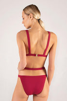 Shikoo Swimwear-Üçgen Bordo Belden Kemerli Bikini Takımı-Bikini & Mayo-2-Milagron.com