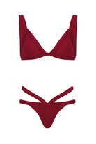 Shikoo Swimwear-Üçgen Bordo Belden Kemerli Bikini Takımı-Bikini & Mayo-3-Milagron.com