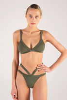 Shikoo Swimwear-Üçgen Yeşil Belden Kemerli Bikini Takımı-Bikini & Mayo-1-Milagron.com