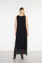 Silk Parade-Saf İpek Şifon Siyah Elbise-Elbise-3-Milagron.com