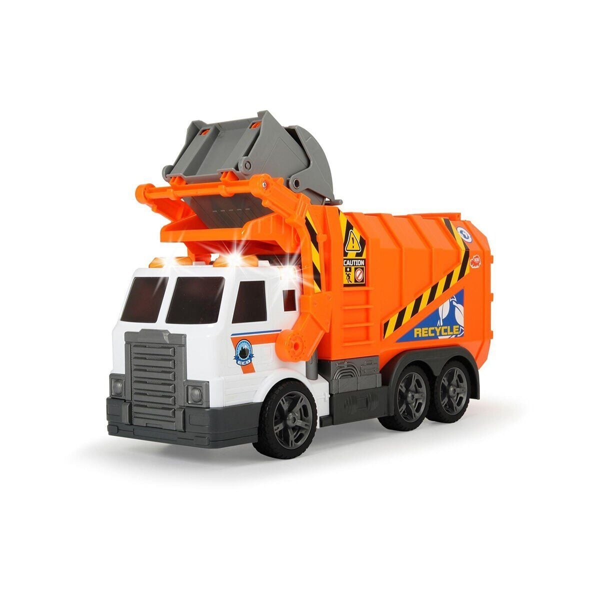 203308369 Dickie Garbage Truck Free Wheel Light Sound B/O Lifting Fork Wt