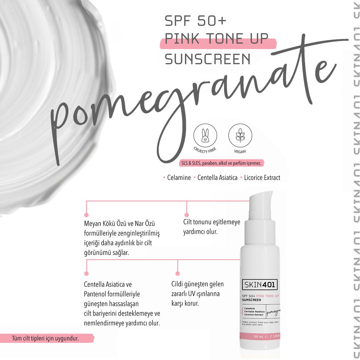  Spf50+ Pink Tone Up Sunscreen Pembe Ton Eşitleyici Güneş Kremi 50 Ml