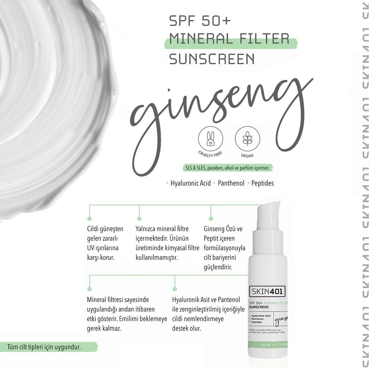  Spf 50+ Mineral Filter Sunscreen Mineral Filtre Güneş Kremi 50 Ml