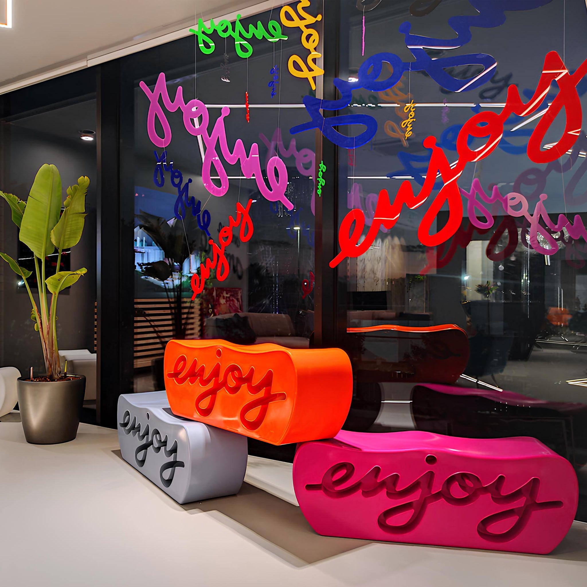 Slide-Enjoy Fuşya Bench-Puf-2-Milagron.com