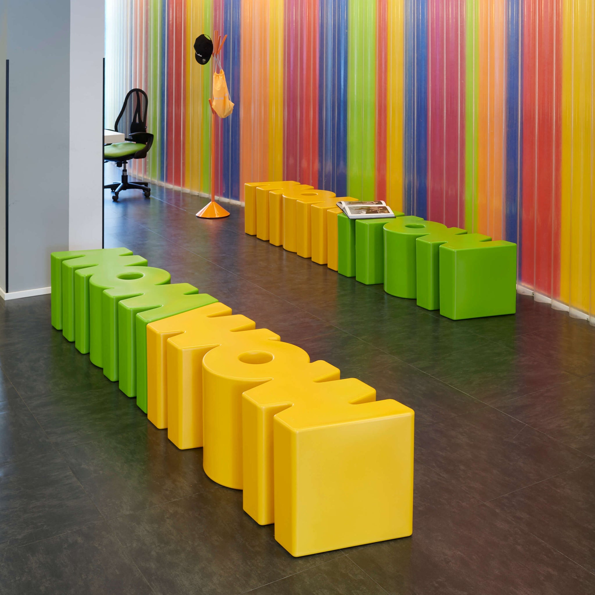 Slide-Wow Sarı Bench-Puf-3-Milagron.com