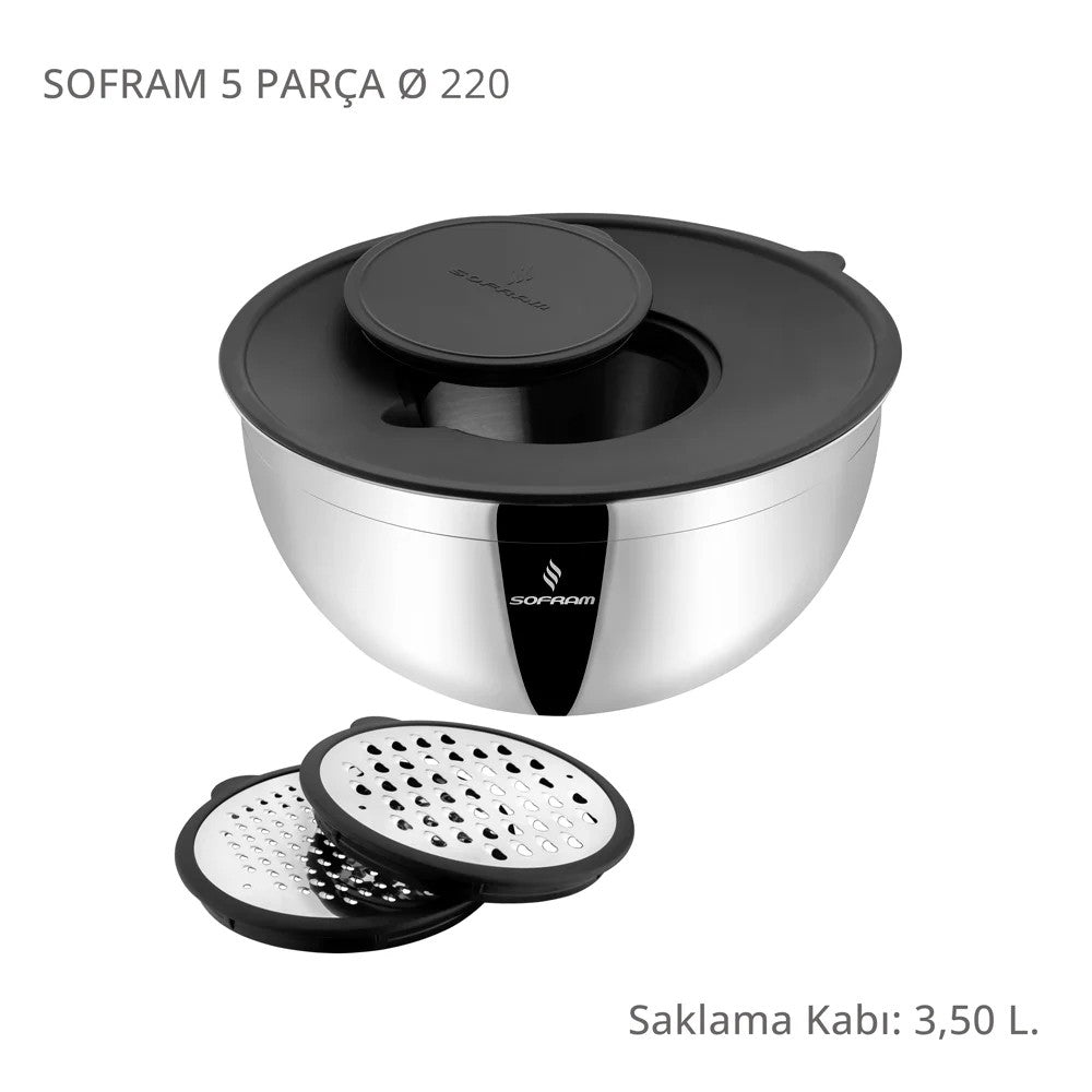 Sofram 5 Parça 24 Cm Karıştırma ve Saklama Kabı 4,60 Litre