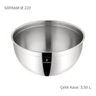 Sofram Çelik Derin Karıştırma Kabı Kase 22 Cm 3,50 Litre Yeni