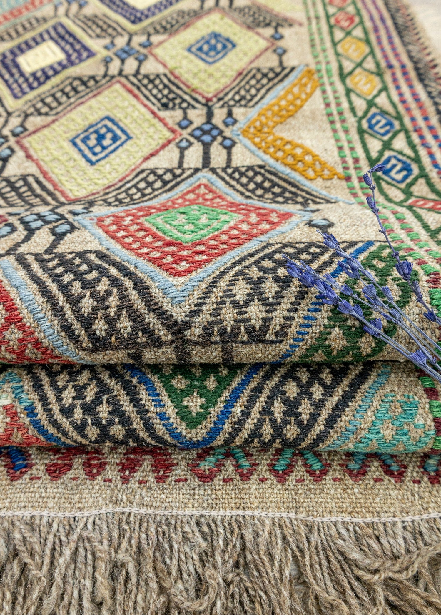 Soho Antiq-Akasya Geometrik Tasarımlı Yün Cicim Kilim 135x186 Cm-Halı-4-Milagron.com