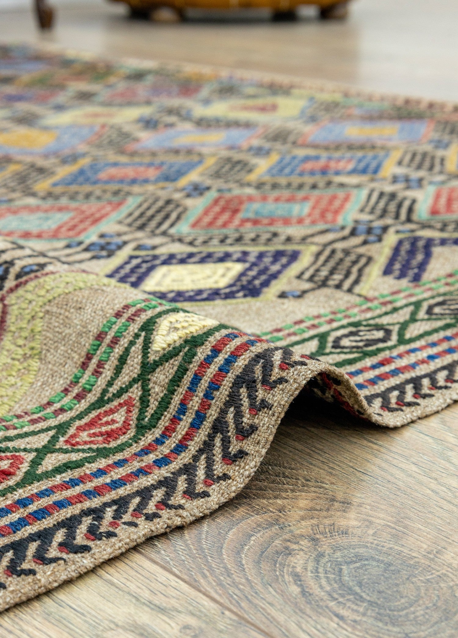 Soho Antiq-Akasya Geometrik Tasarımlı Yün Cicim Kilim 135x186 Cm-Halı-5-Milagron.com