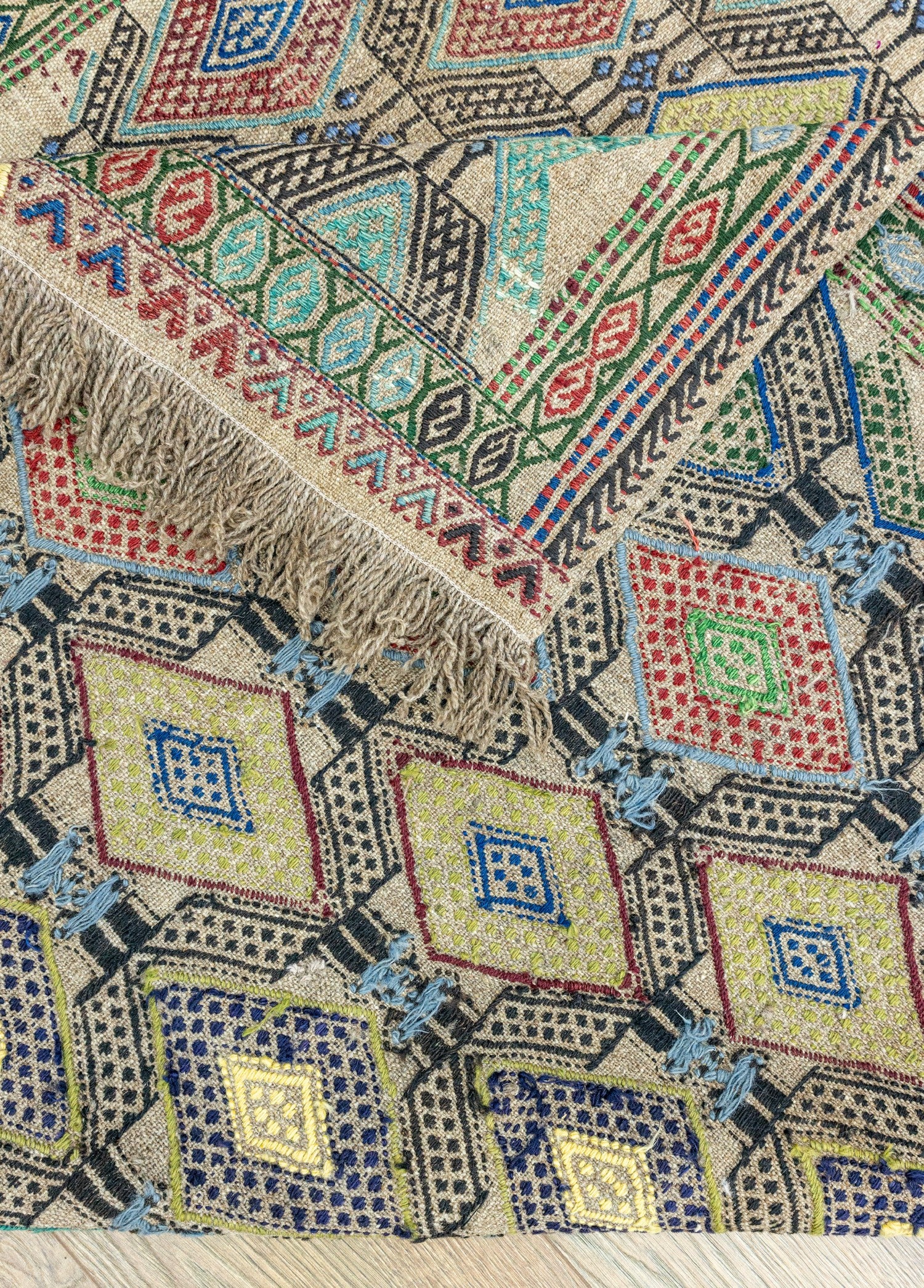 Soho Antiq-Akasya Geometrik Tasarımlı Yün Cicim Kilim 135x186 Cm-Halı-7-Milagron.com