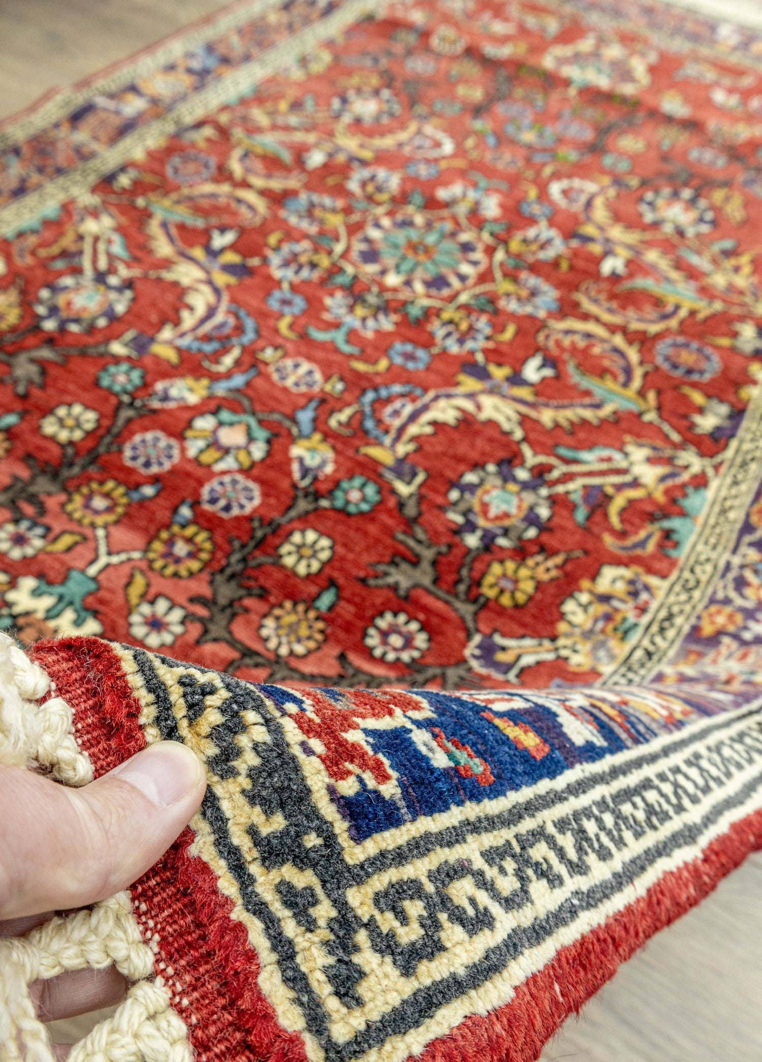 Soho Antiq-Asem çiçekli Kırmızı El Dokuma Halı 120x199 Cm-Halı-4-Milagron.com