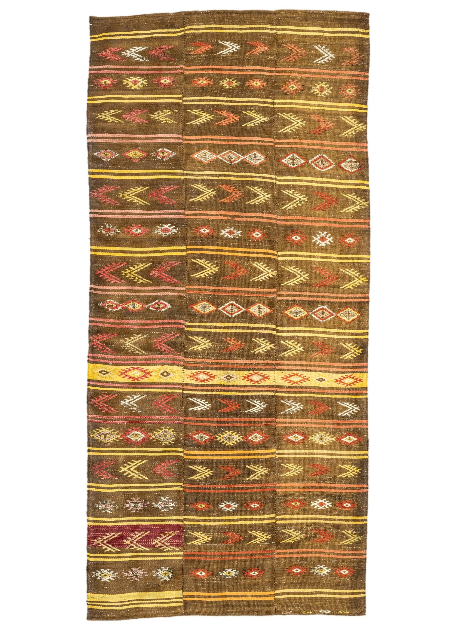 Soho Antiq-Brownish çubuklu üç Kanat Kilim 170x389 Cm-Kilim-1-Milagron.com