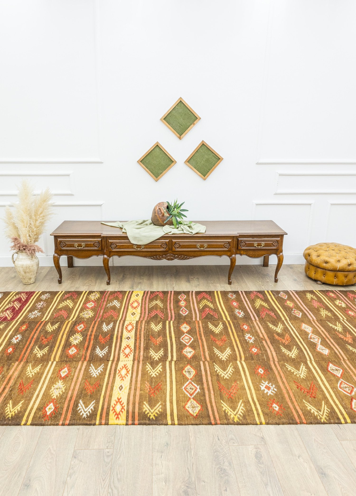 Soho Antiq-Brownish çubuklu üç Kanat Kilim 170x389 Cm-Kilim-2-Milagron.com