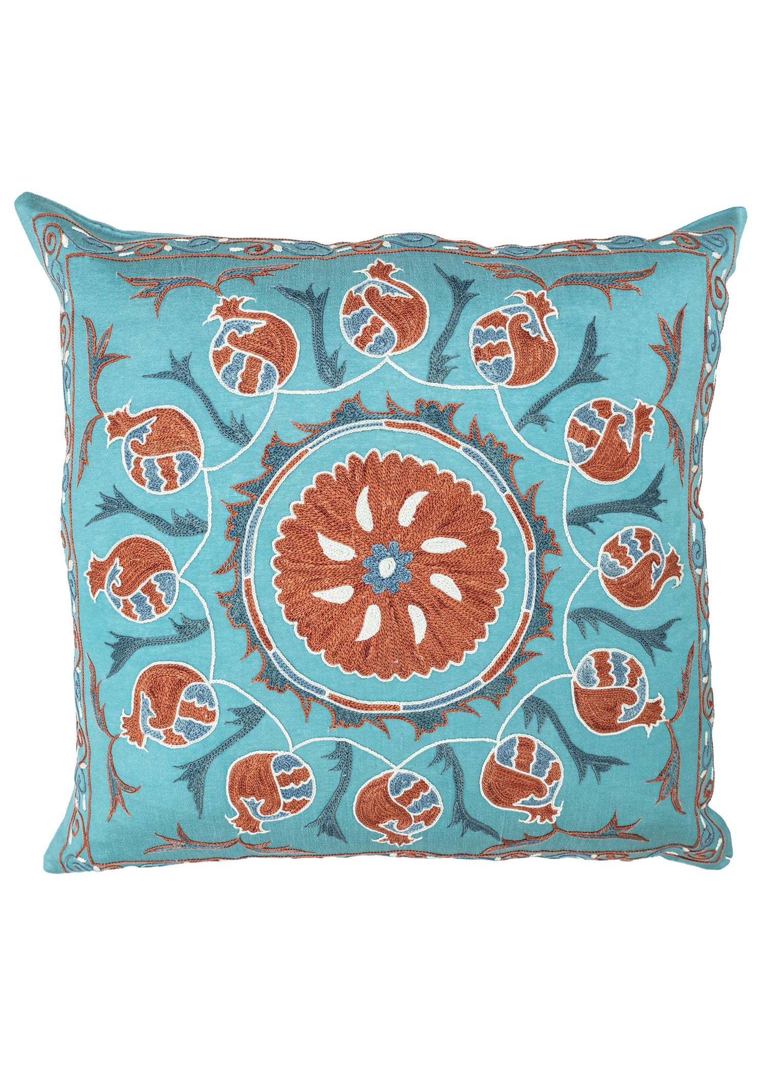 Soho Antiq-Cliff İpek İşlemeli Dekoratif Suzani Yastık 50x50 Cm-Yastık-1-Milagron.com