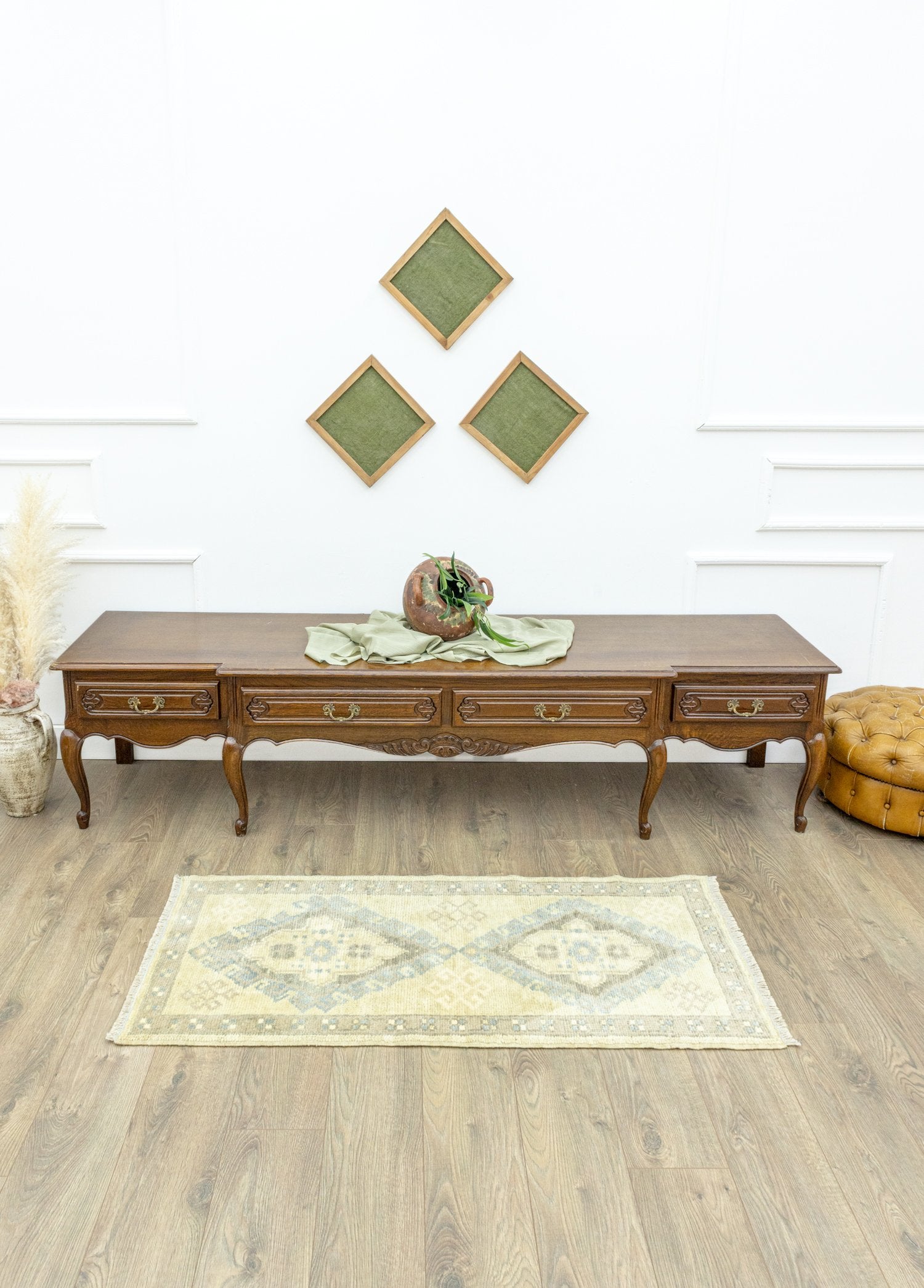 Soho Antiq-Daisy Rustik Desenli Yün Yolluk 67x145 Cm-Halı-2-Milagron.com