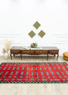 Soho Antiq-Derda çiçek Desenli Kırmızı El Dokuma Halı 122x282 Cm-Halı-2-Milagron.com