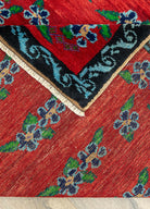 Soho Antiq-Derda çiçek Desenli Kırmızı El Dokuma Halı 122x282 Cm-Halı-5-Milagron.com